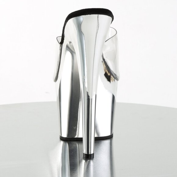 Clear Strap Chrome Platform Heels: Sexy High Heels for Pole Dance & Parties - Picture 4 of 5